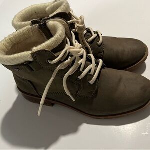 Rugged Brown and Cream Ankle Booties with Cozy Lining